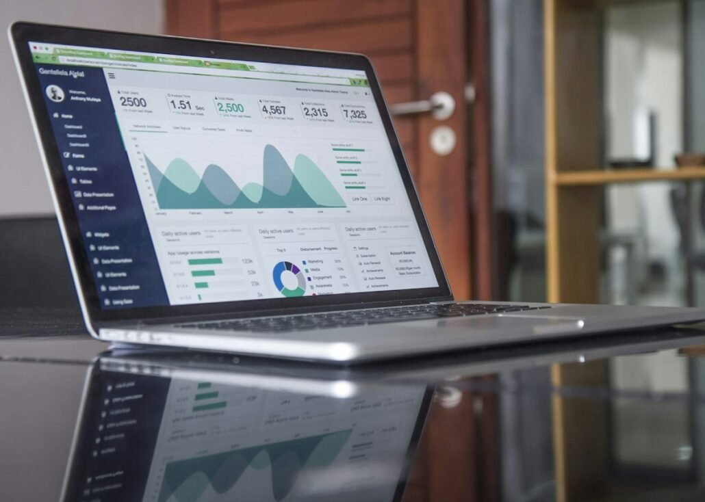 Analytics dashboard website on a laptop